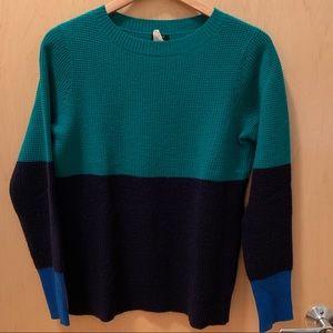 J. Crew Factory Teal, Navy & Royal Colorblock Crewneck Sweater